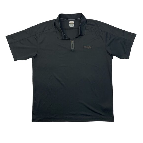 Columbia Polo Shirt Mens XL Extra Large Black Titanium 1/4 Zip Omni Dry Fishing - Picture 1 of 13